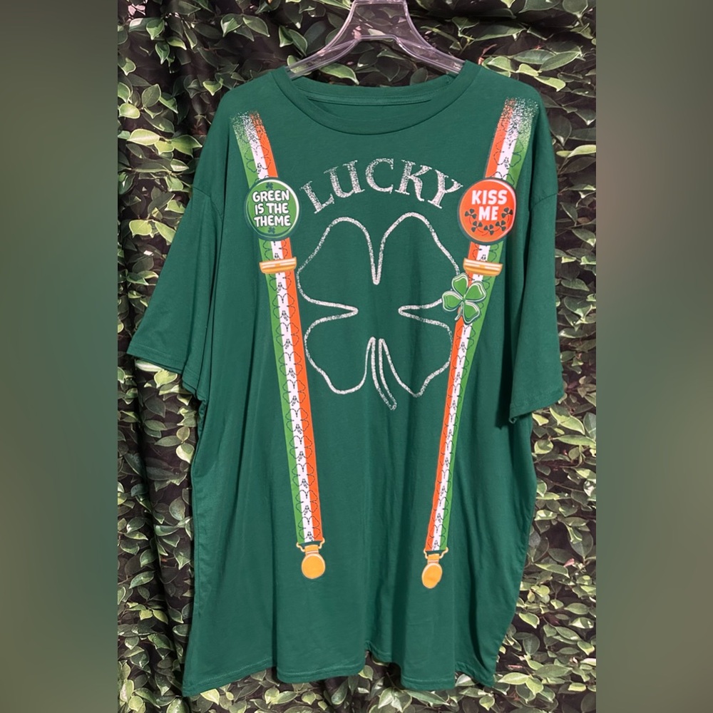 Lucky Suspenders St Patrick’s Day T Shirt Green Green Is The Theme Mens 3XL